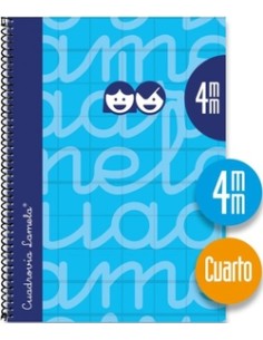 CUADERNO ESPIRAL 4º 80H 90G 4MM AZUL CUADROVIA EXTRADURA